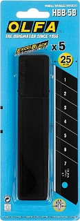 Лезвия 25мм OLFA EXCEL BLACK сегментированные, 5 шт (OL-HBB-5B)               