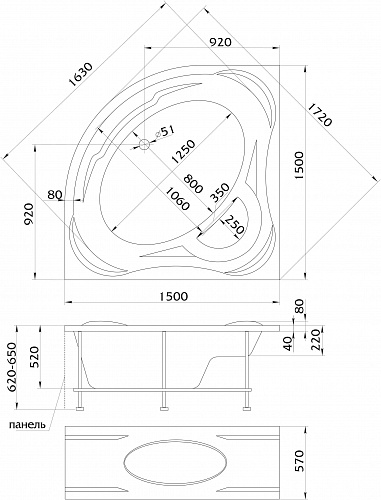 Ванна 1Marka PALERMO 150x150