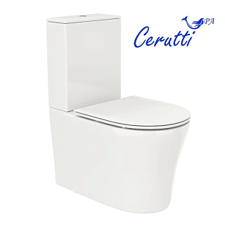 Унитаз-компакт Cerutti SPA "SANTA" ШИРОКИЙ 40см безободковый сид.дюропл. м/лифт CT8916