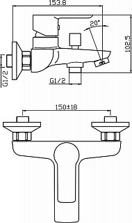 Смеситель д/ванны OLIMP  d35 черный/хром короткий излив 3505  ARGO 44114 ВЫГОДА!!