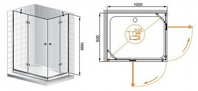 ДУШЕВОЙ УГОЛОК CEZARES VERONA AH-2 100/90-P-Cr-L