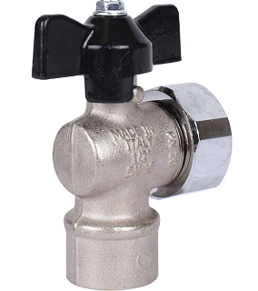 Кран шар. с нак. гайкой угл., баб. ВР 1/2x3/4 (SVB-1010-001520) STOUT