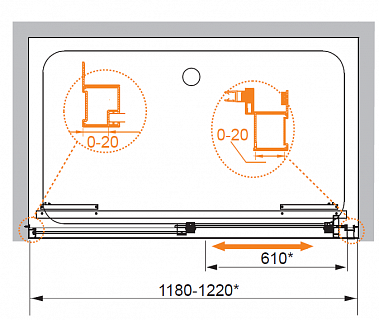 ДУШЕВАЯ ДВЕРЬ В НИШУ CEZARES LUX-SOFT-BF-1 120-C-Cr-IV