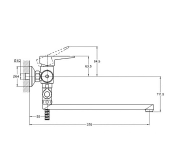 Смеситель д/ванны G-lauf (NUD6-A045) ф35 излив 320mm  (10)