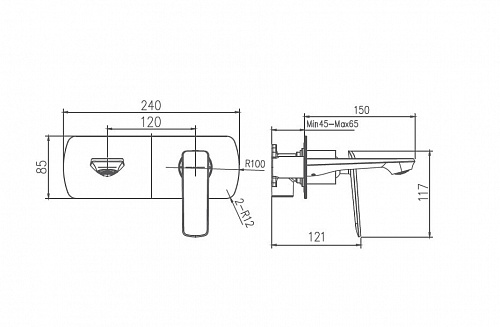 Смеситель д/раковины Haiba HB80548-7 настенный черный/хром