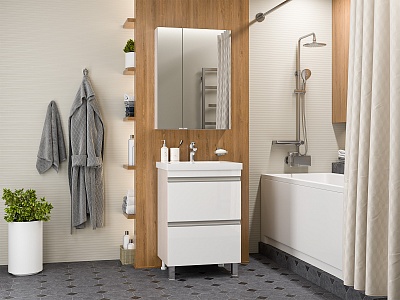 Комплект мебели 60 "Ингрид-60" напольная 2 ящ. эмаль MISTY (ум.Анита,58)