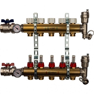 Коллектор 5-вых. латун. с расходомер. (SMB 0473 000005) STOUT 