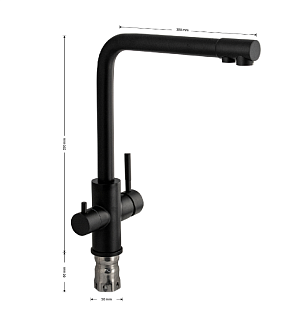 MAGNUS Смеситель д/кухни, ЧЕРНЫЙ Г-образный излив,под фильтр нерж. ст. марка 304, код: 91120