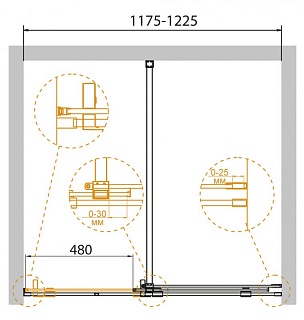 ДУШЕВАЯ ДВЕРЬ В НИШУ CEZARES STREAM-BF-1 120-C-Cr