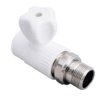 Вентиль для радиатора с амер. 25*3/4 (прямой) белый (5/50)  ТЕВО
