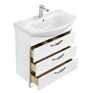 Комплект мебели 65 "Ария-65Н" напольная 3 ящ. белая (ум.Smile-65) Акватон