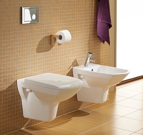 Унитаз подвесной  "CARINA" безободковый с м/л сидением (CERSANIT) 