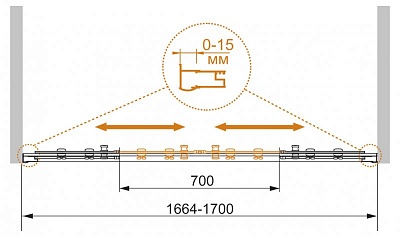 ДУШЕВАЯ ШТОРКА НА ВАННУ CEZARES PRATICO-VF-2 170/140-P-Cr