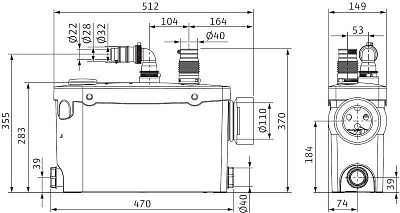 Установка фекальная HiSewlift 3-I35 (4191674) 1 унитаз + 3 умывальника (35 °C) 