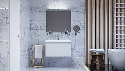 Комплект мебели 80 "KLAUFS-80" подвесная белая 1 ящикVELVEX (ум.COMO-80)