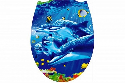 Сиденье д/унитаза FOR-LID08 пластик. ДЕЛЬФИНЫ