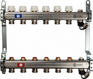 Коллектор 6-вых. нерж.ст. без расходомер. (SMS 0932 000006) STOUT