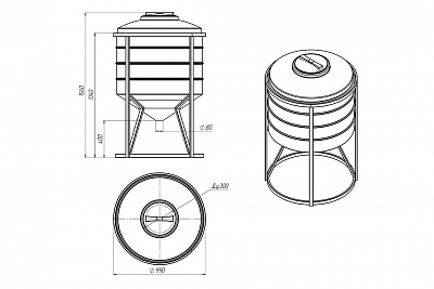 Емкость ФМ 500л в обрешетке
