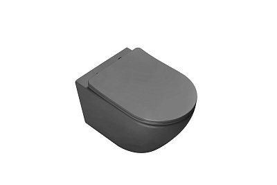 Унитаз подвесной безободковый Vincea "Globo" Tornado антрацит матовый сиденье slim м/л  VT1-14TMA