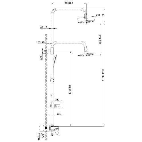 Душевая система "TROPIC" (7002C) с  изливом LEMARK  ВЫГОДА!!