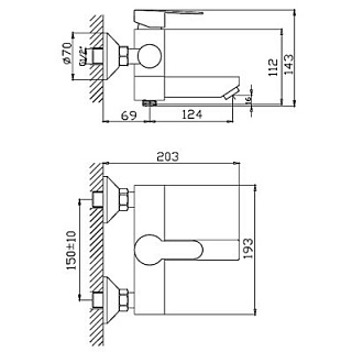 Смеситель д/ванны Haiba HB60801 нержавейка к/н