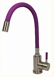 Смеситель д/кухни SOLID d35 фиолетовый гибкий излив, нерж. гайка 3510 ARGO 43337 
