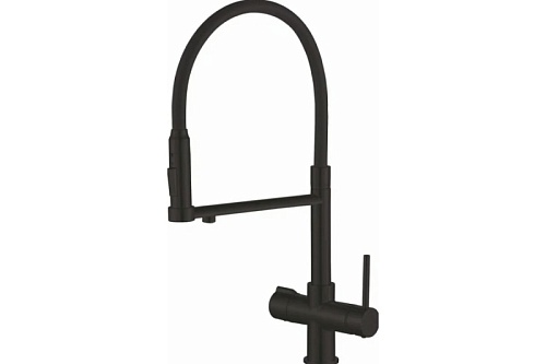Смеситель д/кухни ROSE гибкий излив под фильтр черный R758H