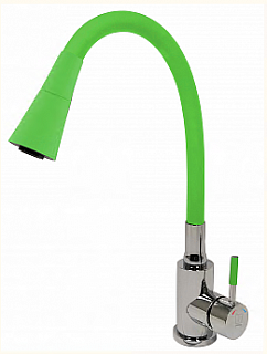 Смеситель д/кухни SOLID d35 двухрежимн. зеленый гибкий излив, нерж. гайка 3512 ARGO 43344