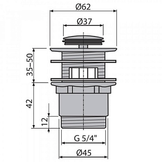 Донный клапан MAGNUS автомат с переливом, нерж.ст.  (0606)