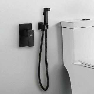 Смеситель с гиг. душ встраиваемый черный ROSE R2805H