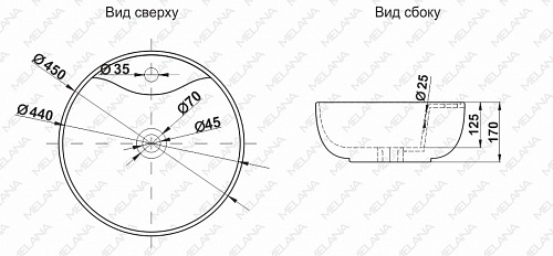 Умывальник фигурный А047 MELANA
