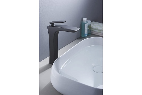 Смеситель д/раковины ROSE высокий черный R2711H