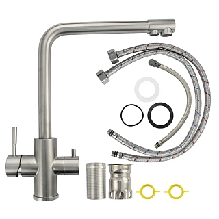 MAGNUS Смеситель д/кухни, Г-образный излив,под фильтр нерж. ст. марка 304, код: 91122