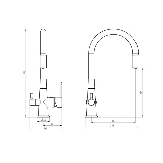 Смеситель д/кухни "AISAI" (AIS-1020) сатин под фильтр с гибким изливом серый TOKITO (фитинг под фильтр выписывать дополнительно арт.46553)