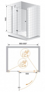 ДУШЕВАЯ ДВЕРЬ В НИШУ CEZARES VERONA B-12 90-P-Cr-L