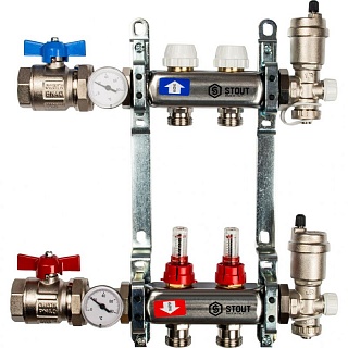 Коллектор 2-вых. нерж.ст. с расходомер. (SMS 0907 000002) STOUT