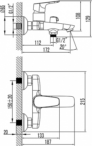 Смес. д/ванны Zodiac короткий излив ZODSB02i02 (6582)