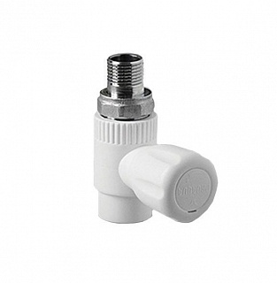 Кран шаровой для радиатора с амер. 25*3/4 (прямой) белый (1/45) ПРО АКВА (РА41010)