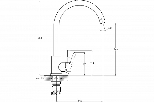 Смеситель д/кухни Solone (EZA4-D090) ф35 нерж.