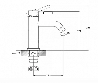 Смеситель д/раковины G-lauf (ZAP1-B090) ф35 нерж.