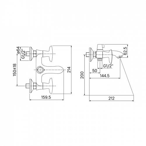Смеситель для ванны с керамическим дивертором Copter, IDDIS, COPSB02i02WA
