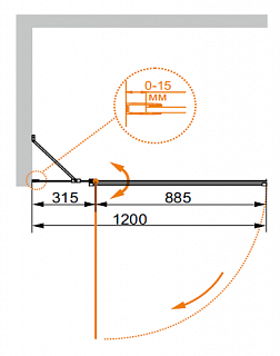 ДУШЕВАЯ ШТОРКА НА ВАННУ CEZARES ECO-V-11 120/140-P-Cr-L