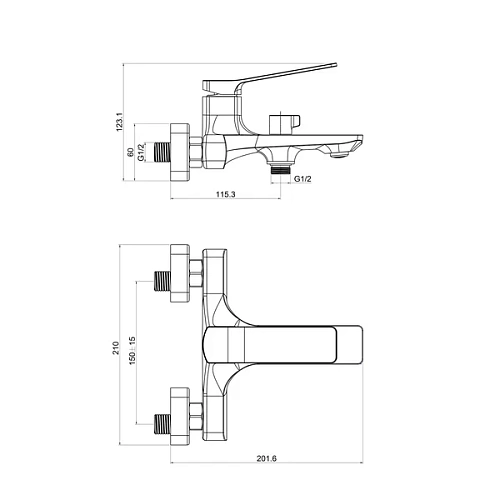Смеситель д/ванны "YOKOHAMA" (YOK-1014) короткий излив TOKITO