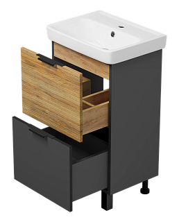 Комплект мебели 50 "Форест-50" напольная 2 ящ. Дуб Вотан / Антрацит MISTY (ум.Томь-50/Енисей-50)