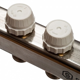 Коллектор 7-вых. нерж.ст. с кранами, терм., воздухоотв.. (SMS 0912 000007) STOUT