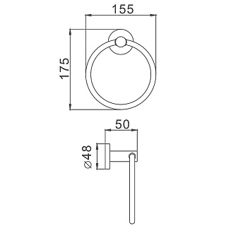 Держатель полотенца кольцо черный HB8704 HAIBA 