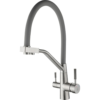 Смеситель д/кухни SOLID d35 нерж. под фильтр серый гибкий излив, гайка 3511 ARGO 43978