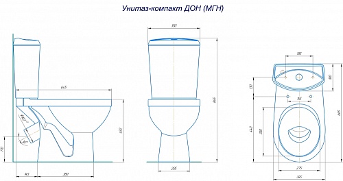 Унитаз-комп "Дон" белый высота чаши 45см  (КСФ) 