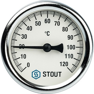 Термометр бим.,  0...120' C, шток 75мм, (63мм, кл.точ.2,5) (SIM-0001-637515) (STOUT)