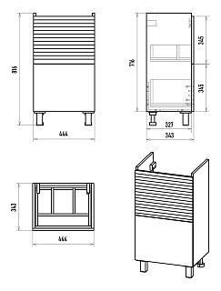 Комплект мебели 50 "Форест-50" напольная 2 ящ. Дуб Вотан / Антрацит MISTY (ум.Томь-50/Енисей-50)